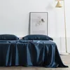 Conjuntos de cama Livesthete Luxo 100 Silk Blue Set Silky Beauty Queen King Duveta Capa Plana Fronha Cama Bedclothes 231117