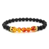 Bracelets porte-bonheur mode pierre de lave naturelle perles Bracelet CZ couronne géométrique élasticité pour hommes femmes cadeau poignet bijoux