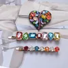 Hair Clips Baroque Multicolor Heart Crystal Clip Set Women Romantic Sparkly Rhinestone Barrettes Bridal Wedding Hairwear Jewelry