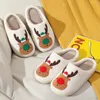 Slippers Women Winter Fluffy Fur Slippers Plush Fleece Flat Christmas Elk Cotton Slippers Indoor Slippers for Couple Cartoon Cotton Shoes 230418