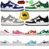 Diseñador bapstar zapatos bajo blanco negro azul rojo verde charol estrella moda zapatillas de deporte al aire libre trabajar caminando entrenadores para hombres para mujer Sta 2024