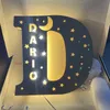 Abat-jour personnalisé décoration murale LED veilleuse 24 lettres avec nom étoiles lune chambre décor bébé panneau en bois lampe noël enfants cadeaux 230418