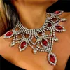 Hänge halsband utsökta smyckesuppsättningar för kvinnor bröllopsfest tillbehör strass runda studörhängen halsband gåva grossalen