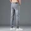 Męskie dżinsy wiosenne lato cienki dżins Slim Fit European American High-end marka małe proste spodnie HX9319-2