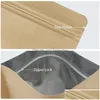 Paketleme çantaları kraft kağıt ayağa kalkma torbası kahverengi kendini mühür yeniden kullanılabilir sızdırmazlık allpurpose gıda depolama yırtılabilir kilidi gözyaşı çentik dh3lt