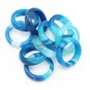 Band Rings 6Mm Blue Stripe Agate Stone Women Finger Ring Size 17Mm Drop Delivery Jewelry Dhriw