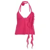 Women's Sleepwear Pack Women's Ruffle Hanging Rose Lace Up Vest Machine Sexy Mesh Beach Tops Women