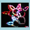 Partybevorzugung Kinder Osterhase Hasenohren Cosplay Stirnband Kind Adt Weiches, pelziges Plüsch-Haarband LED Glow Headwear Event Favors Custo Dhfsi