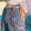 2021 Hip Hop Rainbow Resin Chain Keychain Men Women Cute Waist Chain Multicolor Acrylic Flower Pants Trousers Chain Punk Jewelry Fashion JewelryKey Chains Jewelry