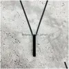 Pendant Necklaces Rec Pendant Necklace Men Stainless Steel Black Cuban Chain For Drop Delivery Jewelry Necklaces Pendants Dhgarden Otrgb