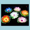 Party Decoration Waterproof Silk Lotus Candle Lamp Pray Wishing Floating Water Lanterns For Birthday Valentines Day Decorati Dhk7N