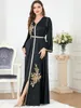 Ubranie etniczne Elegancka muzułmańska sukienka Kobiety Abaya Belted Haft Hafdery Split Marokco sukienka Kaftan Turkey Arab Long Robe Vestidos Dubai Sukienki 230417