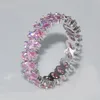 Anelli di nozze carine marchite marciale zircone rosa zircone occhio per donne color argento femminile botte di fidanzamento femminile