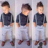 Clothing Sets 2023 new money boy cotton long sleeve pendant pants suit kids gentry suit 2 3 4 5 6 years old cool 2pcs