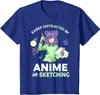 Men's T Shirts Easily Distracted By Anime And Sketching Teen Girl T-Shirt