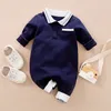 Rompers Baby Girl Boy Deskleding Lange Mouw Born Kids Kleding Katoen Baby Romper Turn Down kraag slaapkleding voor geboren 230418