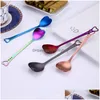 Spoons Colorf Heart Shape Stainless Steel Coffee Spoon Dessert Sugar Stirring Ice Cream Yogurt Honey Kitchen Gift Lx0051 Drop Delive Dhbc3