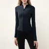 Giacca fitness autunno e inverno Collant elastico da donna ad asciugatura rapida giacca da corsa cardigan con cerniera tuta da yoga a maniche lunghe