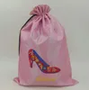 50pcs Big Embroidery High heels Shoe Pouch Bags for Travel Shoe Storage Bag Portable Chinese Silk Drawstring Women-Shoe dust-Bags with lined