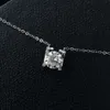 Round Loose Moissanite Pendant Passes Diamond Tester 14K White Gold For Women Fashion Jewelry Necklaces