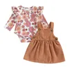 Kledingsets Mababy 0-18m Valentijnsdag Peuter geboren babymeisjes Kleding Set Floral Romper Corduroy Rokken Spring Outfits