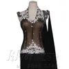 Scen Wear Shiny Rhinestone Dress for Ladies Latin Dance Black Fringe Lace Salsa Professional Competition VDB164Stage