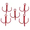 50 PCS/Lot Red Anchor Hook High Carbon Steel Barbed Treble Hook Fishing Tackle FishingFishhooks Sports Entertainment