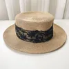 Chapéus de aba larga Designer artesanal verão chapéu de sol de praia Raffia preta flor branca craw tap bow tampa natureza cor doce plana