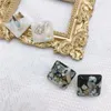 Stud Earrings Temperament Resin Shell Geometric Square Awabi Jewelry Ear Clip