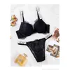 Soutien-gorge Ensembles Sexy Lettre Soutien-gorge Lolita Lingerie Dames Bikini Fille Sous-Vêtements Réglable Dentelle Ensemble Femmes Slips Panty Bralette Shapewear Dr Dhbh1