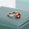 Bandringar Romantisk Birthstone Ring Gold Color Cubic Zirconia Rings for Women Romantic Engagement Bride Wedding Jewelry Gift Anillos AA230417