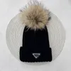 Designer Winter Knitted Beanie Woolen Hat Women Chunky Knit Thick Warm faux fur pom Beanies Hats Female Bonnet Beanie Caps gift