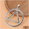 Pendant Necklaces 5Pcs Sier Color Alcoholics Anonymous Reery Sobriety Triangle Symbol Round Charms Pendants For Necklace Jewelry Dro Dhasu