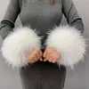 Five Fingers Gloves 2 pcs Women Faux Fur Cuffs Elastic Fur Arm Warmer Winter Fluffy Plush Windproof Wristband Oversleeve Jacket's Sleeve Accessories 231118