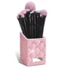 Karsyngirl 18pcs Ultra miękki etykietowane rose czerwone czarne szczotki do makijażu Ustaw gęste włosy różowe szczotkę do makijażu z szczotką podkładową