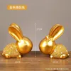 Christmas Decorations Creative Couple Cute Rabbit Resin Home Desktop Ornaments Golden Elephant Gifts Decorative Figurines 231117