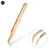 Stainless Steel Eyelashes Tweezers Professional For Lashes Extension Gold Decor Anti-static Eyebrow Tweezers Eyelash Extension Makeup Tools