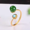 Кластерные кольца Jadery Fashion Natural Jasper Jade Turquoise Gemstone Ring 18k золото серебряное серебро 925 Женские свадебные украшения