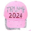 Boll Caps Trump 2024 Denim Sun Hat Casual Diamond Baseball Cap Athleisure Justerbar bomullsdroppe leverans mode Accessorie Dhgarden Dhx4f