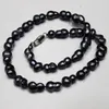 Chains YINANYIMEI Large Gourd Shaped Black Freshwater Pearl Necklace 9x12mm 16.5INCH