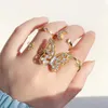 Anéis de banda 5pcs 10pcs imitação de pérola folha flor conjunto para mulheres borboleta dedo anel metal junta jóias 231118