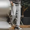 Men's Pants Maden Vintage Elastic Waist Heavyweight Men's Sweatpants Drawstring Jogger Sport Casual Gray Cotton Loose Training Trouser