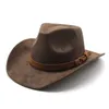 2024 Nowy zamszowy fedora hat western kowboja kapelusze kobiety mężczyźni fedoras jazz top czapka poczuła czapki trilby 6colors