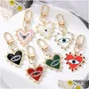 Keychains Lanyards Keychains Lanyards Rhinestones Pearl Evil Eyes Alloy Men Women Peach Love Heart Devils Bag Car Keychain Pendant I Dheio