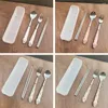 Dinnerware Sets Cutlery Cartoon Spoon Fork Chopsticks With Storage Box Lunch Tableware Stainless Steel Kitchen Accessorie