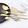 Set di posate da tavola in oro bianco per 6 persone Set di posate da tavola in acciaio inossidabile a specchio occidentale Coltello Forchetta Cucchiaio Posate da cucina Posate da cucina L230704