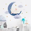 Adesivi murali Dipinti Luna Stelle Nuvole Camera dei bambini Pecora Nursery Decorazione per bambini Carta da parati rimovibile con decalcomania in PVC