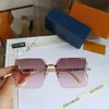 Fashion designer LOU VUT luxury Cool sunglasses 2022 New Square Frameless Trimmed Sunglasses Mesh Red Glasses Large Frame