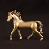 Décorations de jardin Vintage Cuivre Cheval Statue Chanceux Ornements De Bureau En Laiton Pur Animal Figurines Miniatures Thé Pet Décoration de La Maison