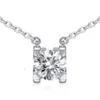 Round Loose Moissanite Pendant Passes Diamond Tester 14K White Gold For Women Fashion Jewelry Necklaces